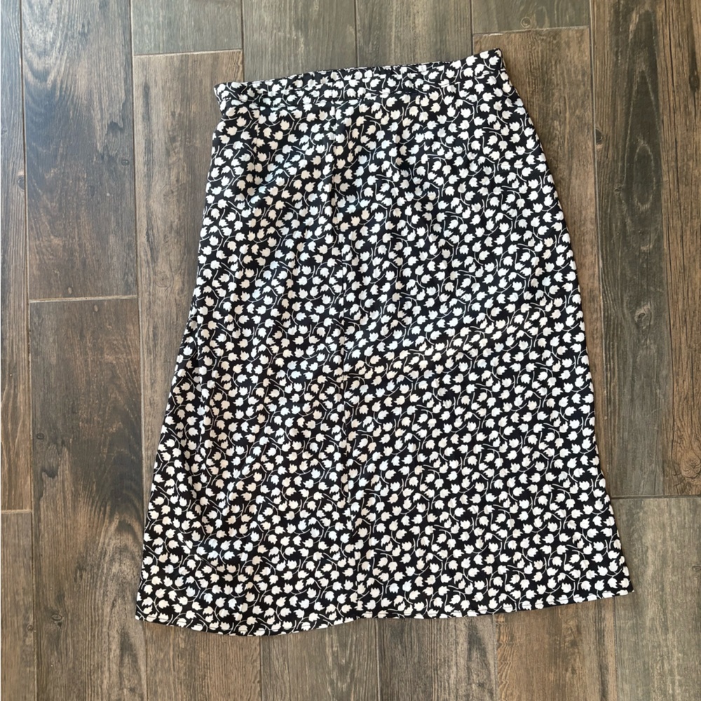 Tilly's Black and White Satin Midi Skirt